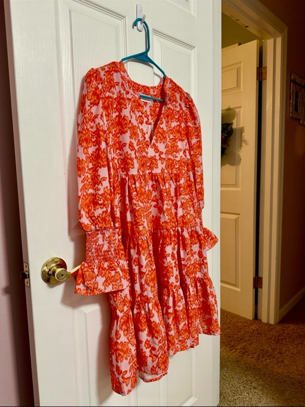 Shop the Mint Large NWOT “In Your Happy Place” Vibrant Orange Lavender Dress - Picture 5 of 6